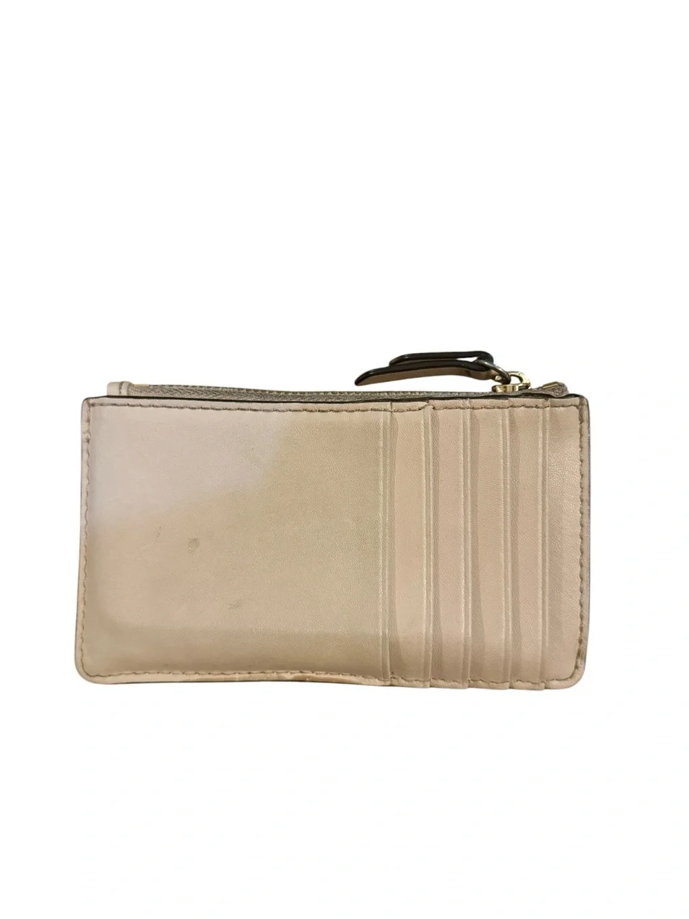 Michael Kors Women's Gold Logo Zip Wallet with Beige Trim